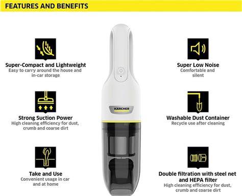 Karcher WD3 Wet & Dry Vacuum Cleaner, VCH2 Cordless Handheld Vacuum ...