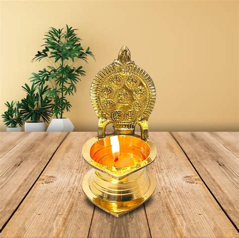Buy Dokchan Brass 10 cm Asth Lakshmi Deepak for Pooja Goddess Laxmi Oil ...
