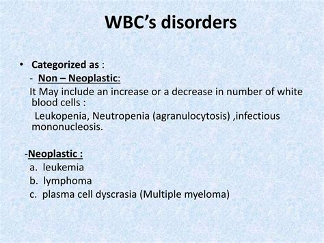 Disorders of white blood cells | PPTX