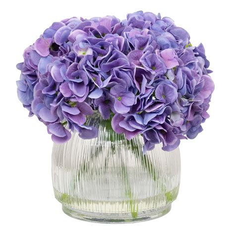 28cm Faux Purple Hydrangea Arrangement