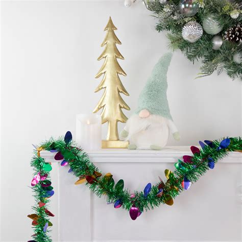 50' x 2" Green & Multi-Color Christmas Light Bulb Wrapped Tinsel ...