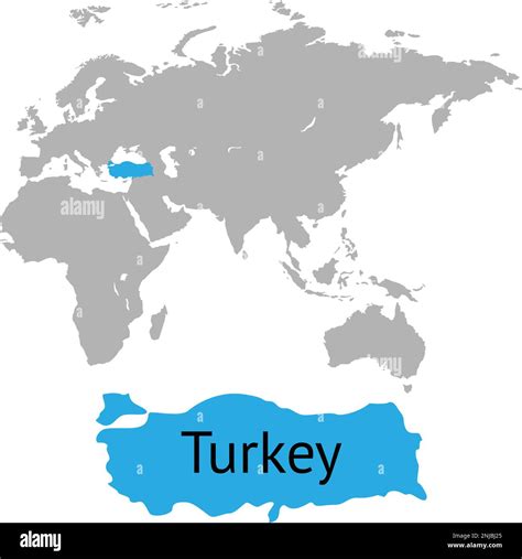The map of Turkey is highlighted in blue on the world map Stock Vector Image & Art - Alamy