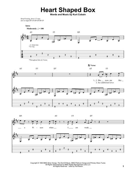 Heart Shaped Box by Nirvana - Easy Guitar Tab - Guitar Instructor
