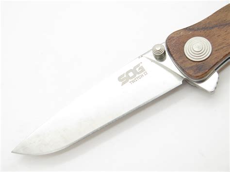 Vtg SOG Twitch II Rosewood Handle Assisted AUS-8 Folding Pocket Knife ...