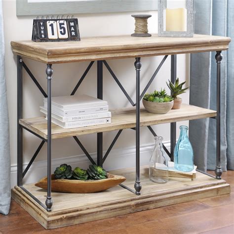 Rustic Wooden Shelf with Books and Plants | Kirklands sonoma console ...