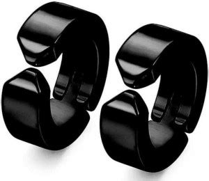 Flipkart.com - Buy VEKRUR Black Color Hoop Earings for Mens/Boys/Girls ...