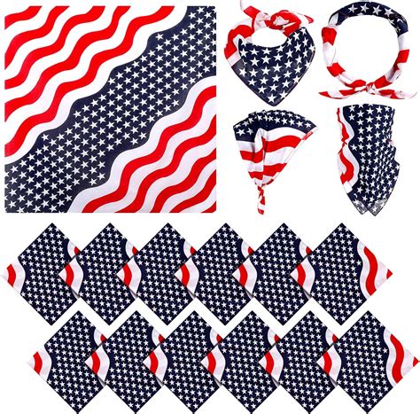 Amazon.com: Suhine 12 Pcs American Flag Bandana 21.3 Inch Large Bandana ...
