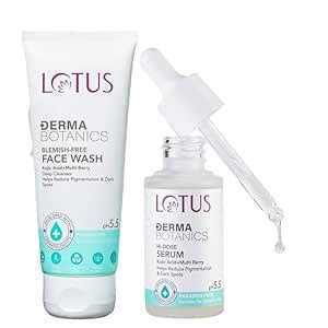 LOTUS Derma Botanics Hi-Dose Serum 28ml, Blemish Free Facewash 100g, 2 ...