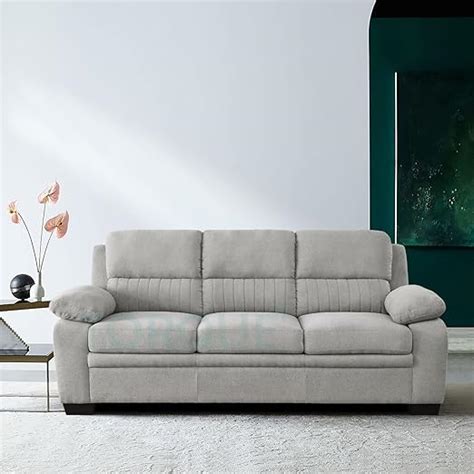Torque - Jett Luxurious Fabric 3 Seater Sofa for Living Room (Light ...