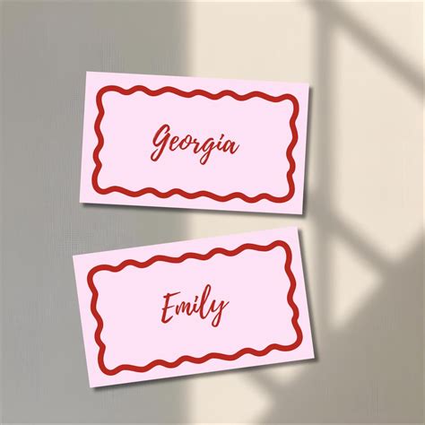 Editable Place Card Template, Cute Name Card, Girly Table Setting, Printable Name Tag, Canva ...