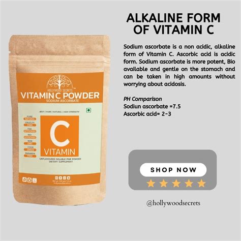 BUY Hollywood Secrets Vitamin C Sodium Ascorbate Powder 100gm ...