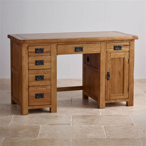 Original Rustic Solid Oak Office Desk | Rustic computer desk, Oak ...