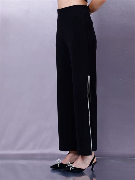 Athena Women Embellished Relaxed Straight Leg Flared Trousers – Athena ...