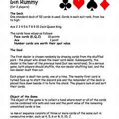 GIN RUMMY CHEAT SHEET