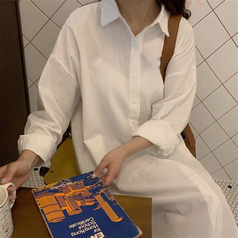 Shop White Longline Button Down Shirt Dress - for Women | OUTZIDR | Gen ...