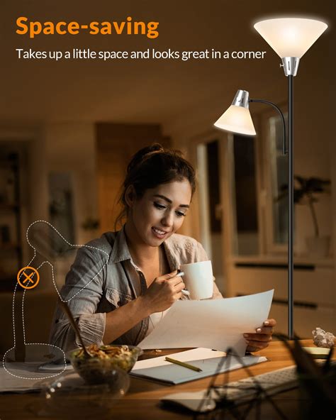 LEPOWER Floor Lamp, 9W LED Standing Lamp with 5W Adjustable Reading ...