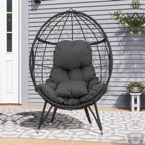 Outdoor All-Weather Wicker Egg Chair (Black) – Devoko