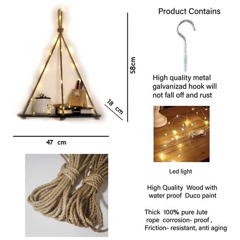 Buy Wood Half Oval 1 Layer Wall Hanging Floating Shelf with LED Light ...