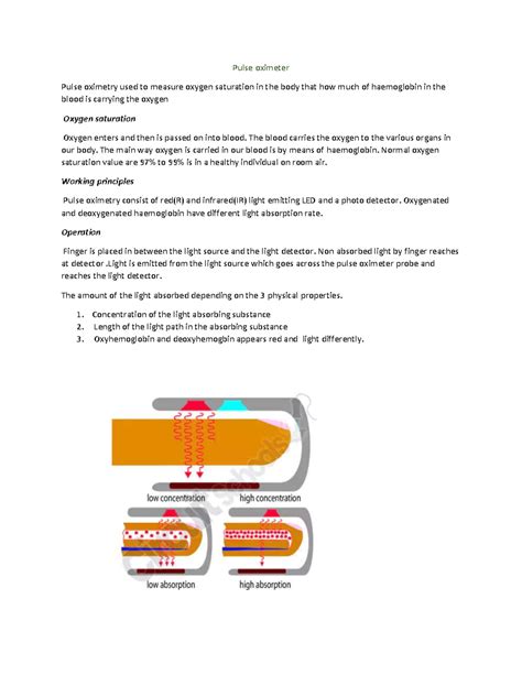 Pulse Oximeter: Understanding Pulse Oximetry and Its Applications - Studocu
