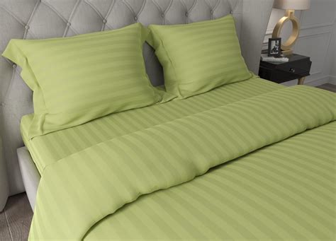 Swaas Antimicrobial Sateen Striped Green Bedsheet Set