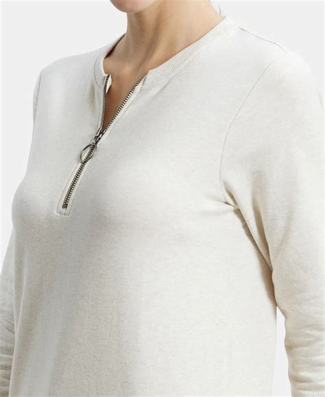 Buy Super Combed Cotton Elastane Stretch Melange Sweatshirt with Round ...