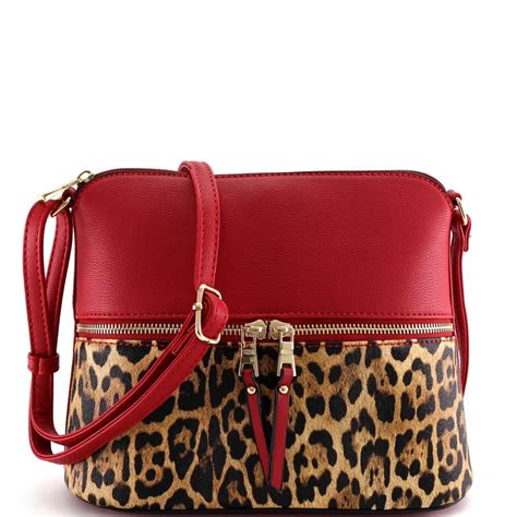 Buy Womens Leopard Print Vegan Leather Dome Crossbody Purse Shoulder ...