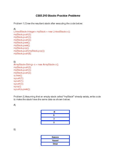 Image result for Computer Science Stack Practice Example Probelms