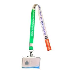 US CREATIONS Indian Railway Tricolor Pattern Lanyard Ribbon with Metal ...