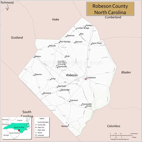 Map of Robeson County, North Carolina, USA - Check Where is Located ...