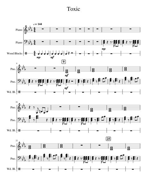 Toxic_Britney_Spears sheet music for Piano, Percussion download free in ...