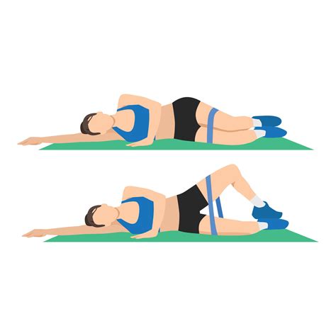 Woman doing Supinated clamshell exercise. 27439554 Vector Art at Vecteezy