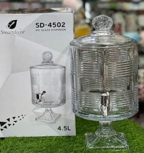 Glass Dispenser - 4L Glass Drink Tap Steel Lid Beverage Dispenser Beer ...