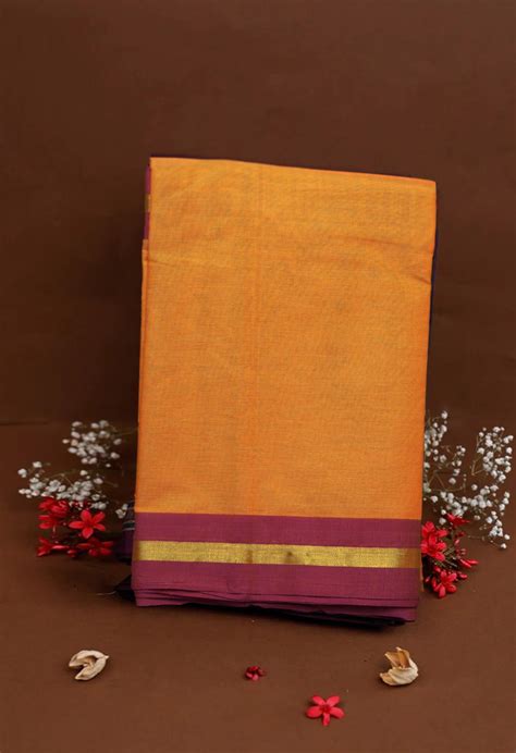Buy Orange Pure Pavani Handcrafted Kanchi Cotton Saree-UNM82389 Online ...