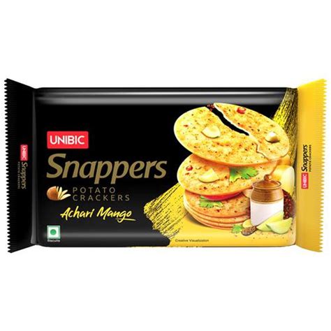 UNIBIC FOODS Snappers Potato Crackers - Achari Mango, Crispy & Crunchy ...