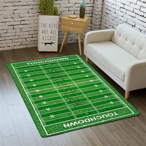 Green Football Field Area Rug for Living Room Sport Theme Machine ...