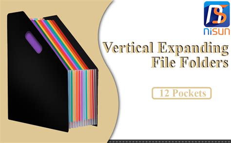 NISUN 12 Pockets Vertical Expanding File Folders Letter A4 Size ...