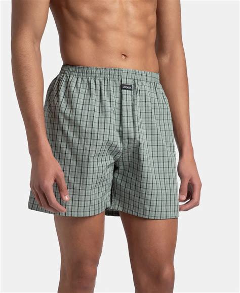Buy Super Combed Mercerized Cotton Woven Checkered Boxer Shorts with ...