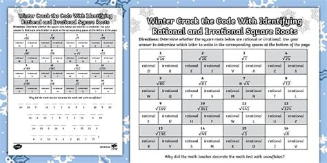 Winter Joke Crack the Code With Identifying Rational and Irrational Square