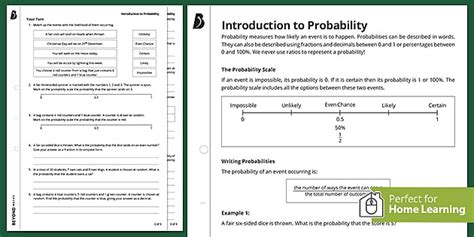 👉 Introduction to Probability Worksheet KS3 Walkthrough Worksheet