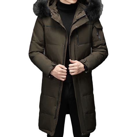 Men's Warm Parka Waterproof Down Jacket Long Winter Coat with Removable ...