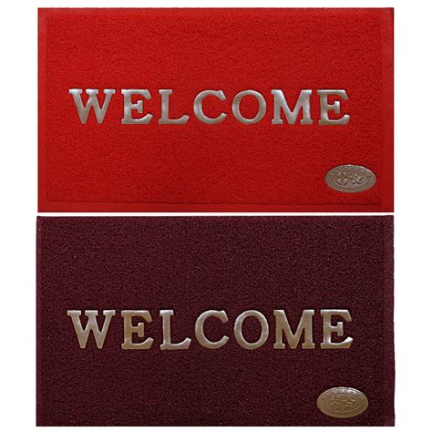 Buy Kuber Industries PVC Anti Skid 2 Pieces Welcome Door Mat (Red ...