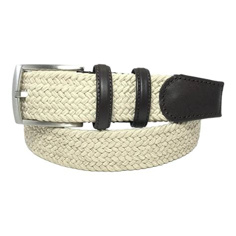 Buy White Mens Stretchy Belt - Cotton Leather - LeatherBeltsOnline.com