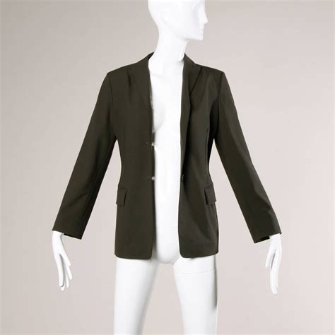 Jil Sander Vintage 1990s Dark Green Wool Blazer Jacket at 1stDibs | jil ...