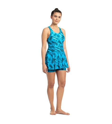 Buy Speedo All Over Printed Swimdress With Boyleg Nordic Teal-Powder ...