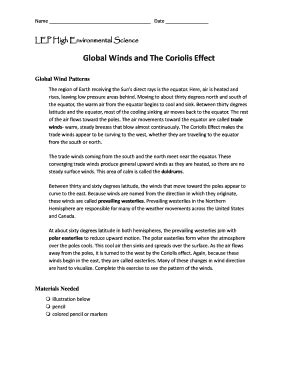 Fillable Online sciencepdx Global Winds and The Coriolis Effect ...