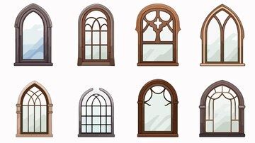 Elegant glass windows in frames architectural element of facade ...