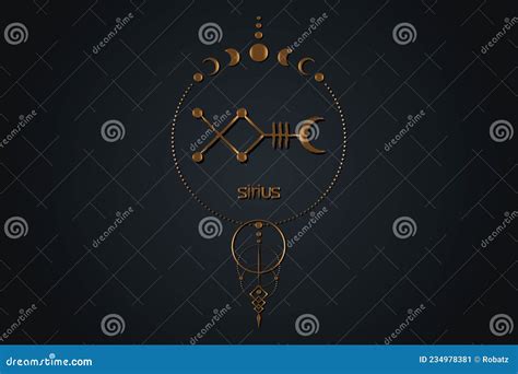 Mystical Sirius Star Symbol Astrology Alphabet Gold Sign, Canis Major Hieroglyphic Kabbalistic ...