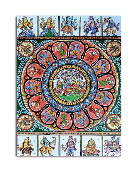 Tamatina Traditional Art Canvas Painting | Life Chakra | Classic Indian Miniature Art Unframed ...