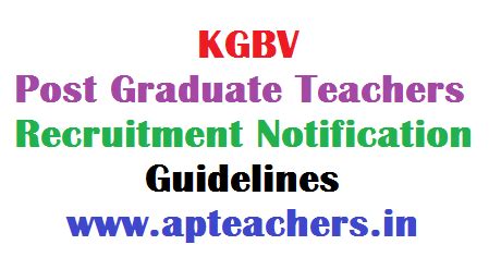 KGBV Post Graduate Teachers (PGTs) Recruitment Notification Guidelines ...