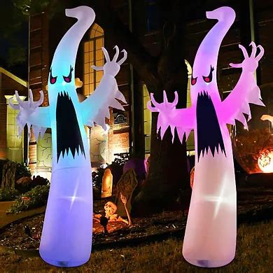 GOOSH 12FT Tall Inflatable Halloween Ghost Yard Decoration, Rainbow ...